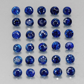 캐럿 천연 딥 블루 사파이어 보석, 라운드 컷, 1.94 mm, VVS-VS