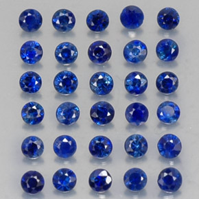 캐럿 천연 딥 블루 사파이어 보석, 라운드 컷, 2.02 mm, VVS-VS