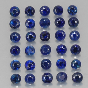 캐럿 천연 딥 블루 사파이어 보석, 라운드 컷, 1.95 mm, VVS-VS