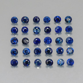 캐럿 천연 딥 블루 사파이어 보석, 라운드 컷, 2.01 mm, VVS-VS