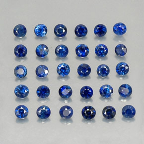 캐럿 천연 딥 블루 사파이어 보석, 라운드 컷, 1.96 mm, VVS-VS