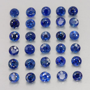 캐럿 천연 딥 블루 사파이어 보석, 라운드 컷, 1.94 mm, VVS-VS