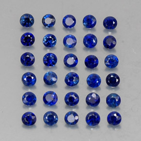 캐럿 천연 딥 블루 사파이어 보석, 라운드 컷, 1.94 mm, VVS-VS