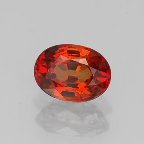 1.09캐럿 천연 레드 오렌지 사파이어, 타원형 컷, 6.8×5 mm, VVS