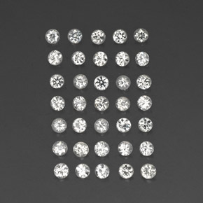 캐럿 천연 화이트 사파이어 보석, 라운드 컷, 1.87 mm, VVS-VS