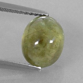 3.17캐럿 천연 노란빛 그린 사파이어, 투명한, 8.7×7 mm, 투명/반투명