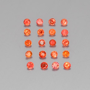 캐럿 천연 오렌지 사파이어 보석, 라운드 컷, 2.16 mm, VVS-VS