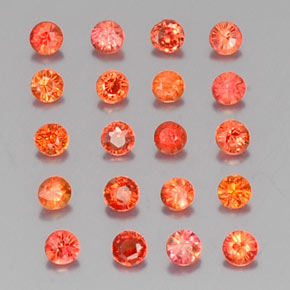 캐럿 천연 오렌지 사파이어 보석, 라운드 컷, 2.16 mm, VVS-VS