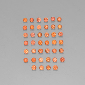 캐럿 천연 오렌지 사파이어 보석, 라운드 컷, 1.79 mm, VVS-VS