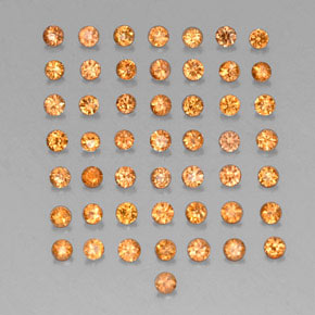 캐럿 천연 옐로우 오렌지 사파이어 보석, 라운드 컷, 1.78 mm, VVS-VS