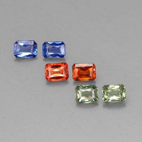 캐럿 천연 멀티컬러 사파이어 보석, 에메랄드 컷, 4×3.1 mm, VVS-VS