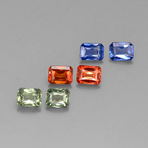 캐럿 천연 멀티컬러 사파이어 보석, 에메랄드 컷, 4×3.1 mm, VVS-VS