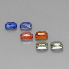 캐럿 천연 멀티컬러 사파이어 보석, 에메랄드 컷, 4×3.1 mm, VVS-VS