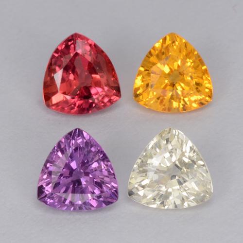 1.26캐럿 천연 멀티컬러 사파이어 보석, 트릴리언, 4.1×4 mm, VVS-VS