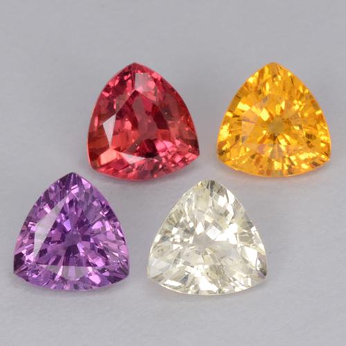 1.26캐럿 천연 멀티컬러 사파이어 보석, 트릴리언, 4.1×4 mm, VVS-VS