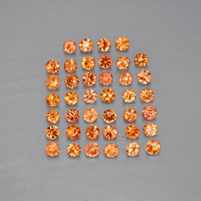캐럿 천연 오렌지 사파이어 보석, 라운드 컷, 1.81 mm, VVS