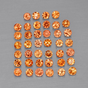 캐럿 천연 오렌지 사파이어 보석, 라운드 컷, 1.81 mm, VVS