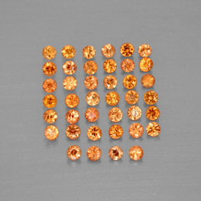 캐럿 천연 오렌지 사파이어 보석, 라운드 컷, 1.83 mm, VVS-VS