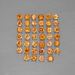 캐럿 천연 오렌지 사파이어 보석, 라운드 컷, 1.73 mm, VVS-VS