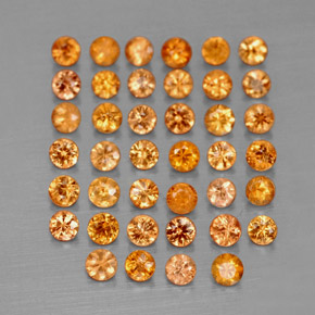 캐럿 천연 오렌지 사파이어 보석, 라운드 컷, 1.73 mm, VVS-VS