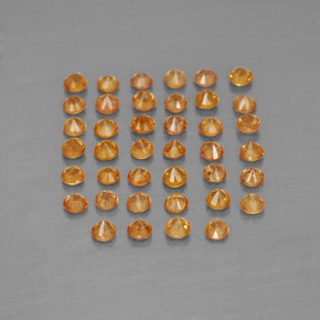 캐럿 천연 오렌지 사파이어 보석, 라운드 컷, 1.73 mm, VVS-VS