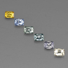캐럿 천연 멀티컬러 사파이어 보석, 에메랄드 컷, 4×3 mm, VVS-VS