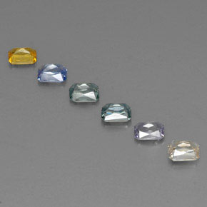 캐럿 천연 멀티컬러 사파이어 보석, 에메랄드 컷, 4×3 mm, VVS-VS