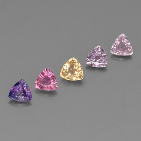 캐럿 천연 멀티컬러 사파이어 보석, 트릴리언, 4.2×4.1 mm, VVS-VS