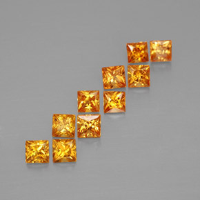 캐럿 천연 옐로우 오렌지 사파이어 보석, 스퀘어, 2.6×2.6 mm, VVS-VS