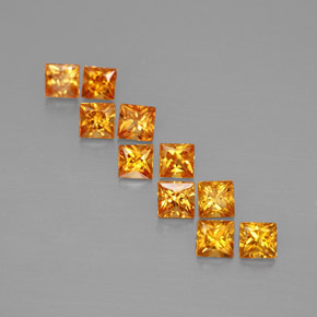 캐럿 천연 옐로우 오렌지 사파이어 보석, 스퀘어, 2.6×2.6 mm, VVS-VS