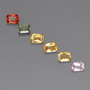 1.20캐럿 천연 멀티컬러 사파이어 보석, 에메랄드 컷, 3.9×2.9 mm, VS