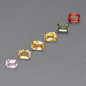 1.20캐럿 천연 멀티컬러 사파이어 보석, 에메랄드 컷, 3.9×2.9 mm, VS