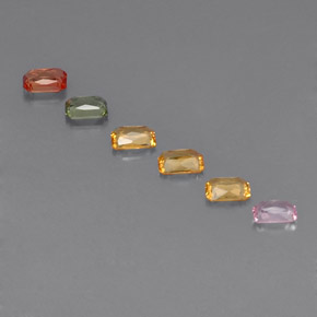 1.20캐럿 천연 멀티컬러 사파이어 보석, 에메랄드 컷, 3.9×2.9 mm, VS