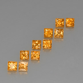 1.99캐럿 천연 미디엄 오렌지 사파이어 보석, 스퀘어, 3×3 mm, VVS-VS
