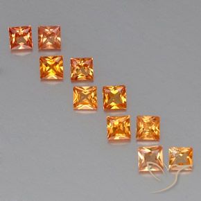 1.51캐럿 천연 딥 오렌지 사파이어 보석, 스퀘어, 2.9×2.9 mm, VVS-VS