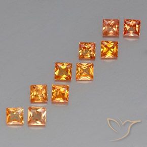 1.51캐럿 천연 딥 오렌지 사파이어 보석, 스퀘어, 2.9×2.9 mm, VVS-VS