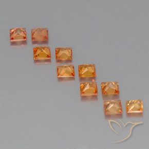 1.51캐럿 천연 딥 오렌지 사파이어 보석, 스퀘어, 2.9×2.9 mm, VVS-VS