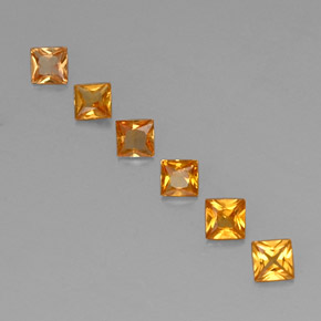 0.91캐럿 천연 옐로우 오렌지 사파이어 보석, 스퀘어, 2.9×2.9 mm, VS