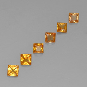 0.91캐럿 천연 옐로우 오렌지 사파이어 보석, 스퀘어, 2.9×2.9 mm, VS