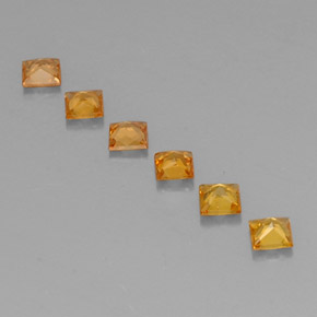0.91캐럿 천연 옐로우 오렌지 사파이어 보석, 스퀘어, 2.9×2.9 mm, VS