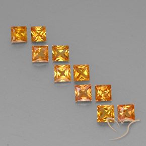 1.96캐럿 천연 밝은 오렌지 사파이어 보석, 스퀘어, 3.1×3 mm, VVS-VS
