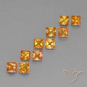 1.96캐럿 천연 밝은 오렌지 사파이어 보석, 스퀘어, 3.1×3 mm, VVS-VS