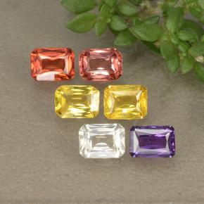 1.55캐럿 천연 멀티컬러 사파이어 보석, 에메랄드 컷, 4.1×3.1 mm, VS