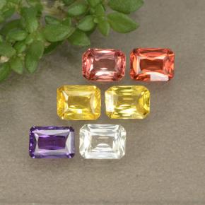 1.55캐럿 천연 멀티컬러 사파이어 보석, 에메랄드 컷, 4.1×3.1 mm, VS