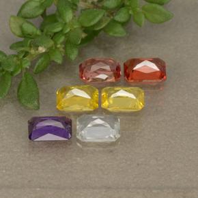1.55캐럿 천연 멀티컬러 사파이어 보석, 에메랄드 컷, 4.1×3.1 mm, VS