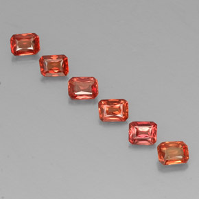 1.71캐럿 천연 레드 오렌지 사파이어 보석, 에메랄드 컷, 4.1×3.1 mm, VS