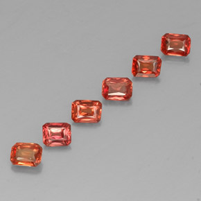 1.71캐럿 천연 레드 오렌지 사파이어 보석, 에메랄드 컷, 4.1×3.1 mm, VS