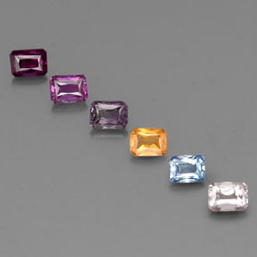 캐럿 천연 멀티컬러 사파이어 보석, 에메랄드 컷, 4.1×3 mm, VS