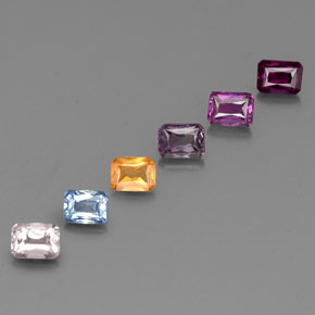 캐럿 천연 멀티컬러 사파이어 보석, 에메랄드 컷, 4.1×3 mm, VS