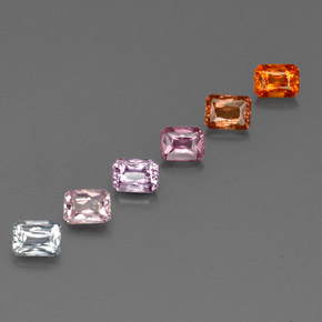 1.77캐럿 천연 멀티컬러 사파이어 보석, 에메랄드 컷, 4×3 mm, VS